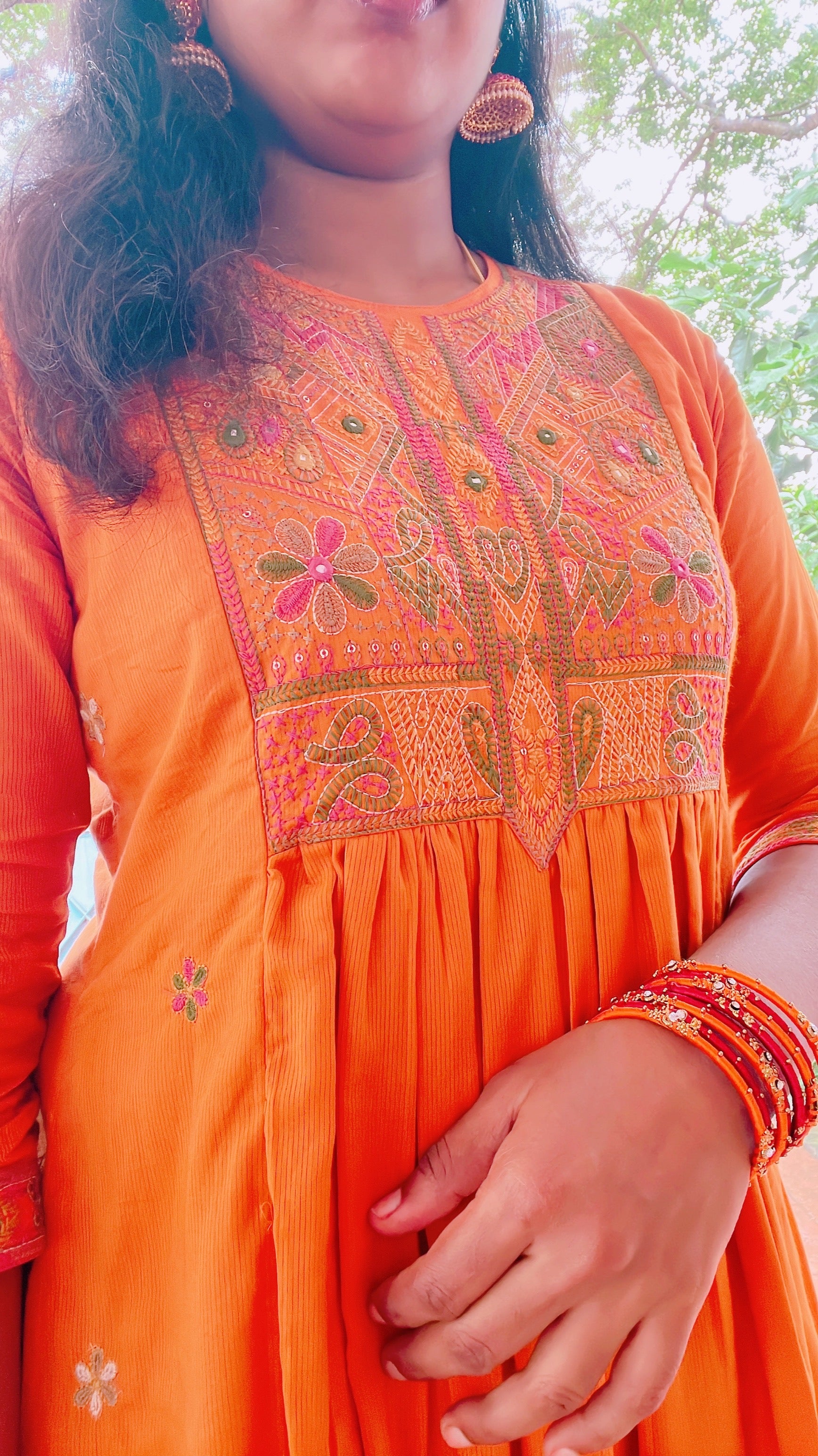 Rust Orange Embroidery Suit Set
