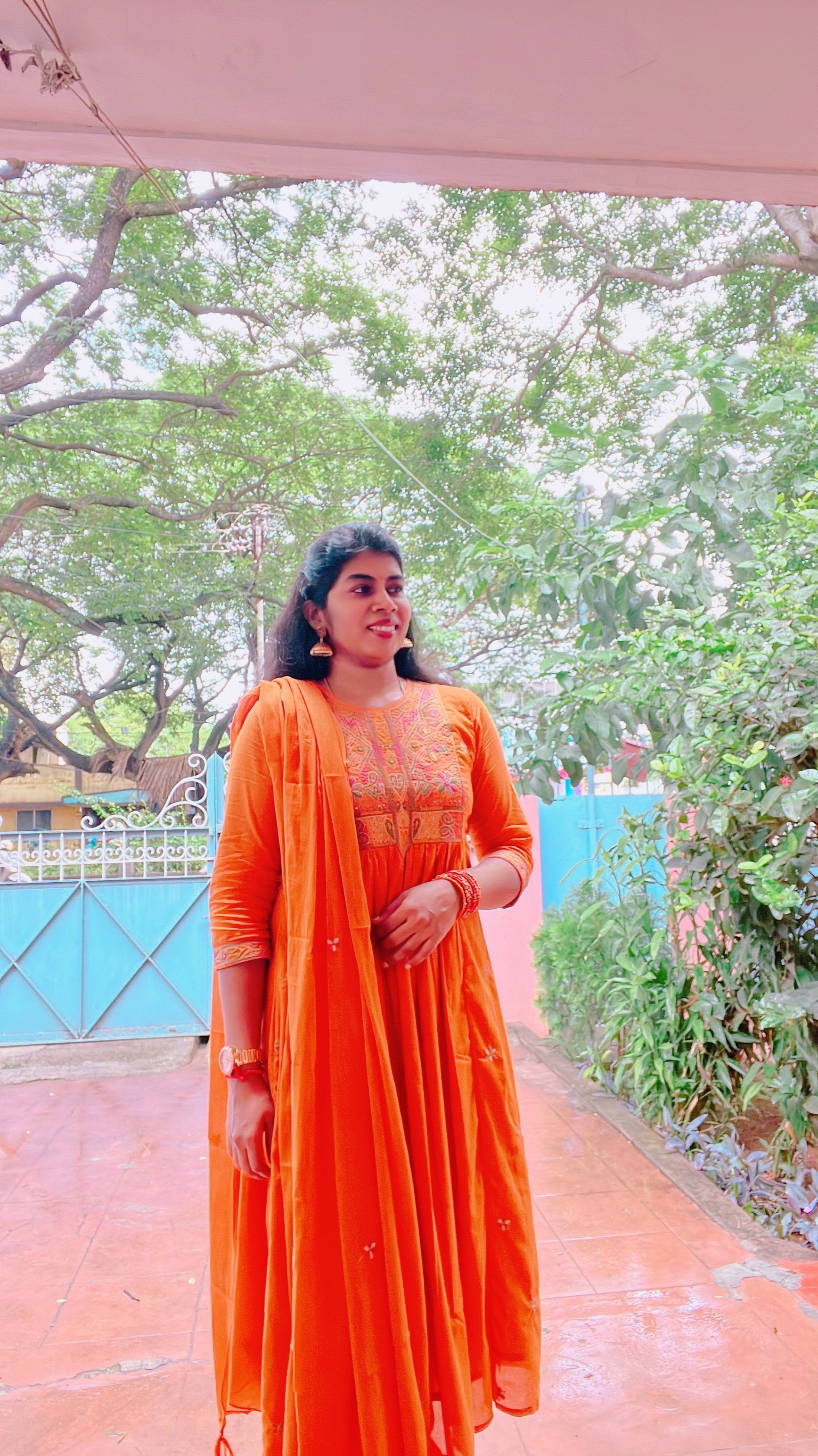 Rust Orange Embroidery Suit Set