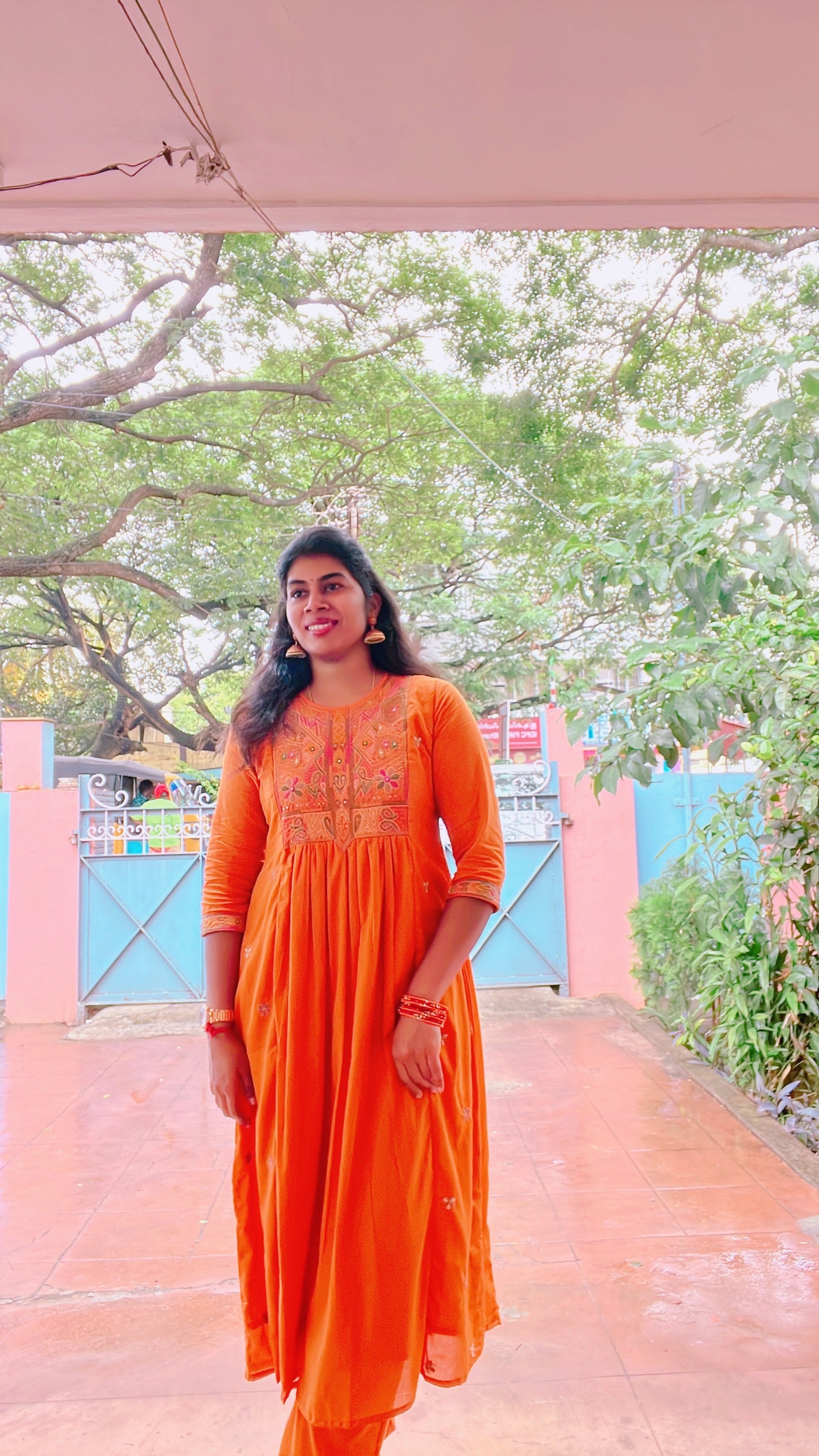 Rust Orange Embroidery Suit Set