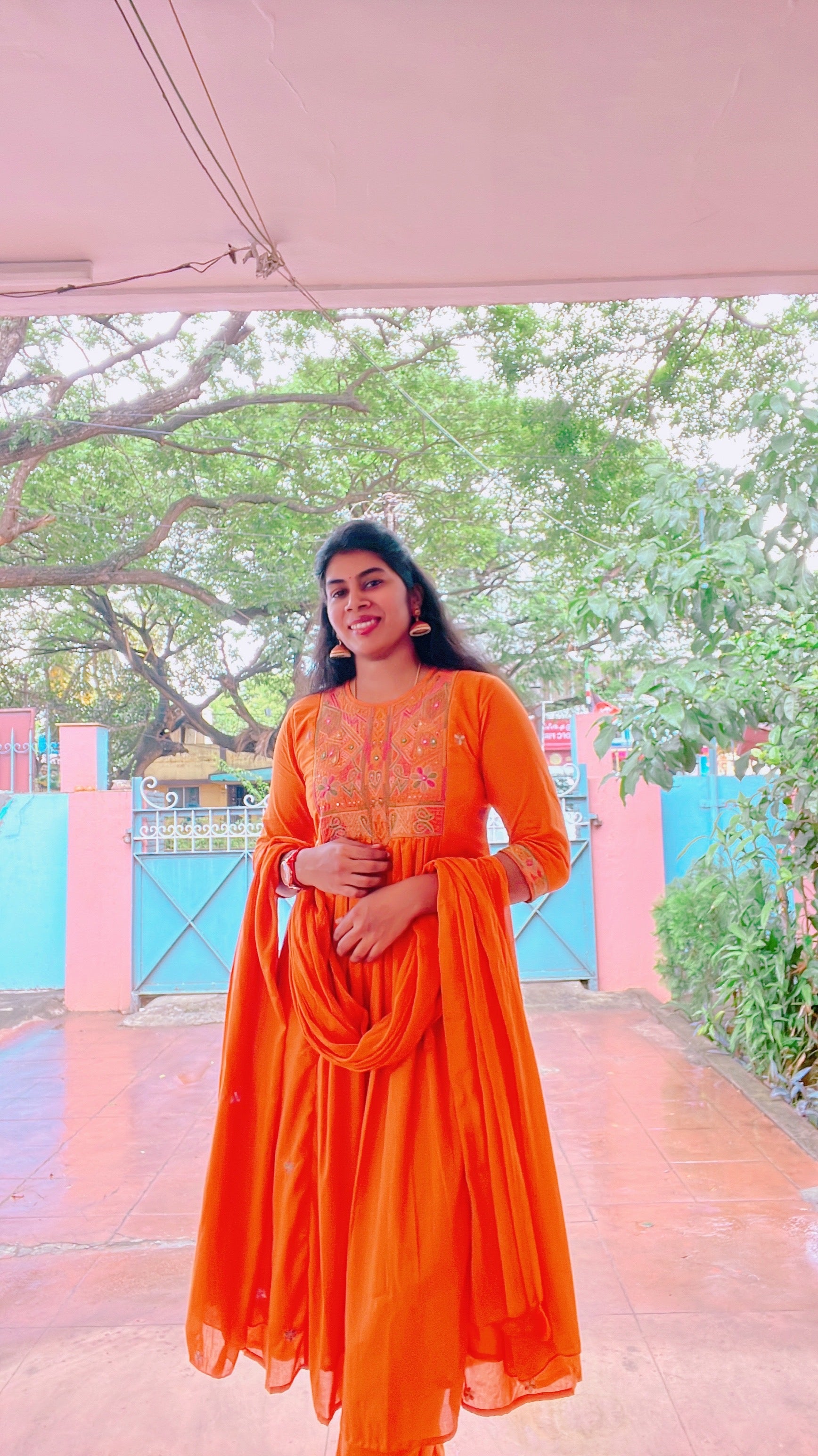 Rust Orange Embroidery Suit Set