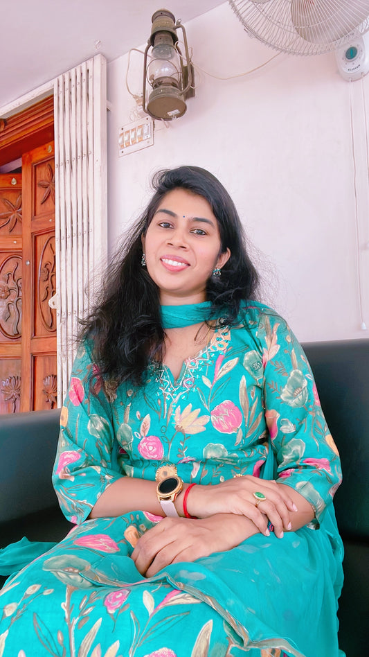 Teal Blue Chanderi Silk Suit Set
