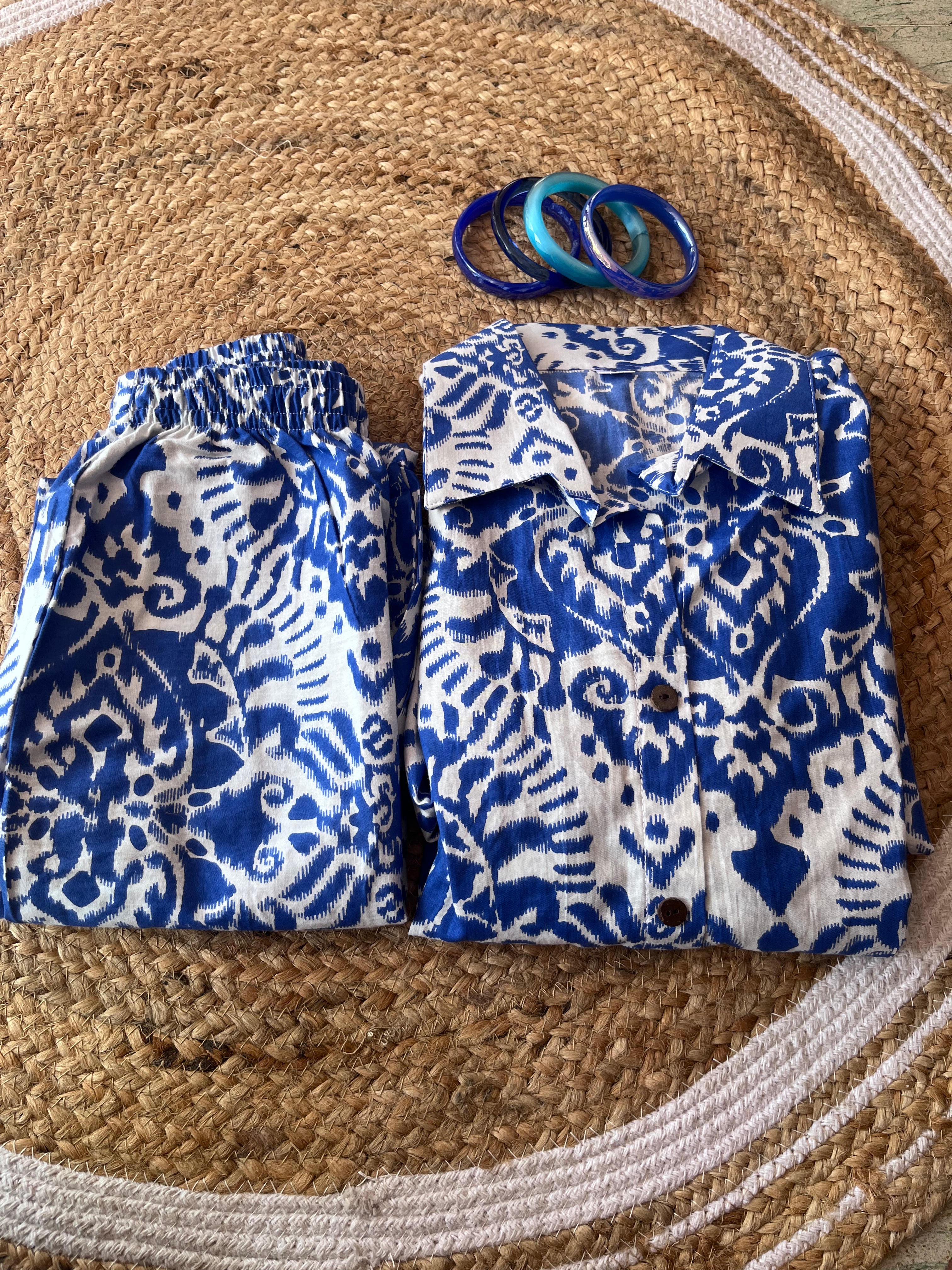 Cotton coords - Electric blue with white imprint