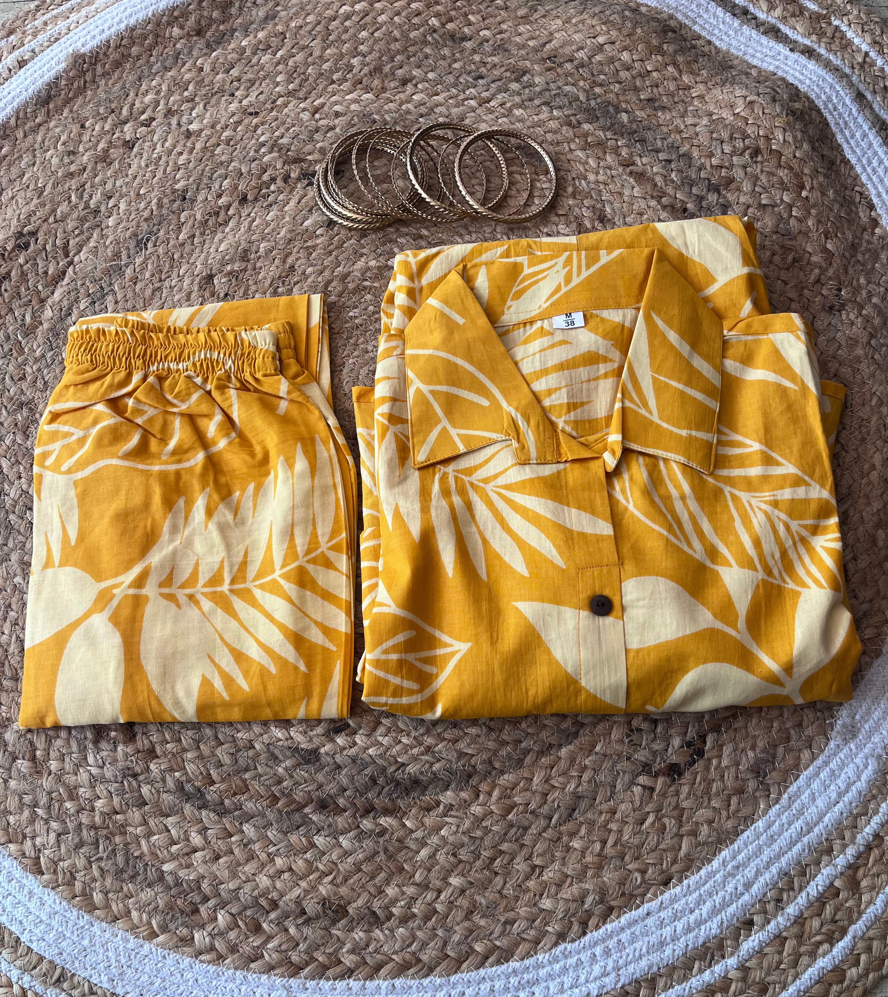 Cotton coords - Yellow with white imprint