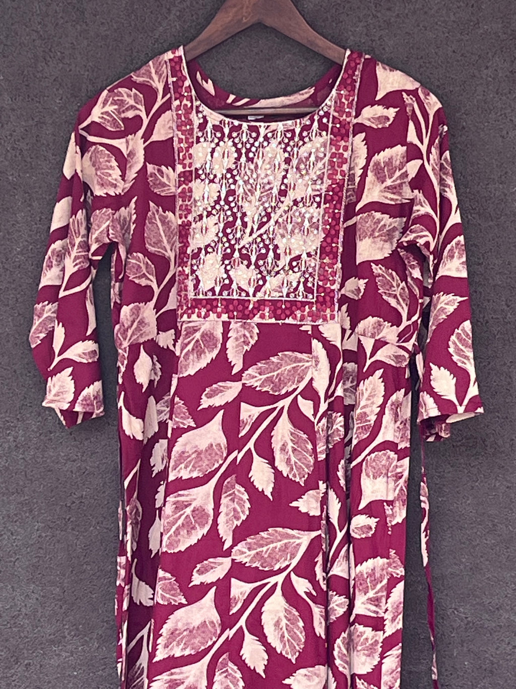 Umbrella cut kurti - Crimson red