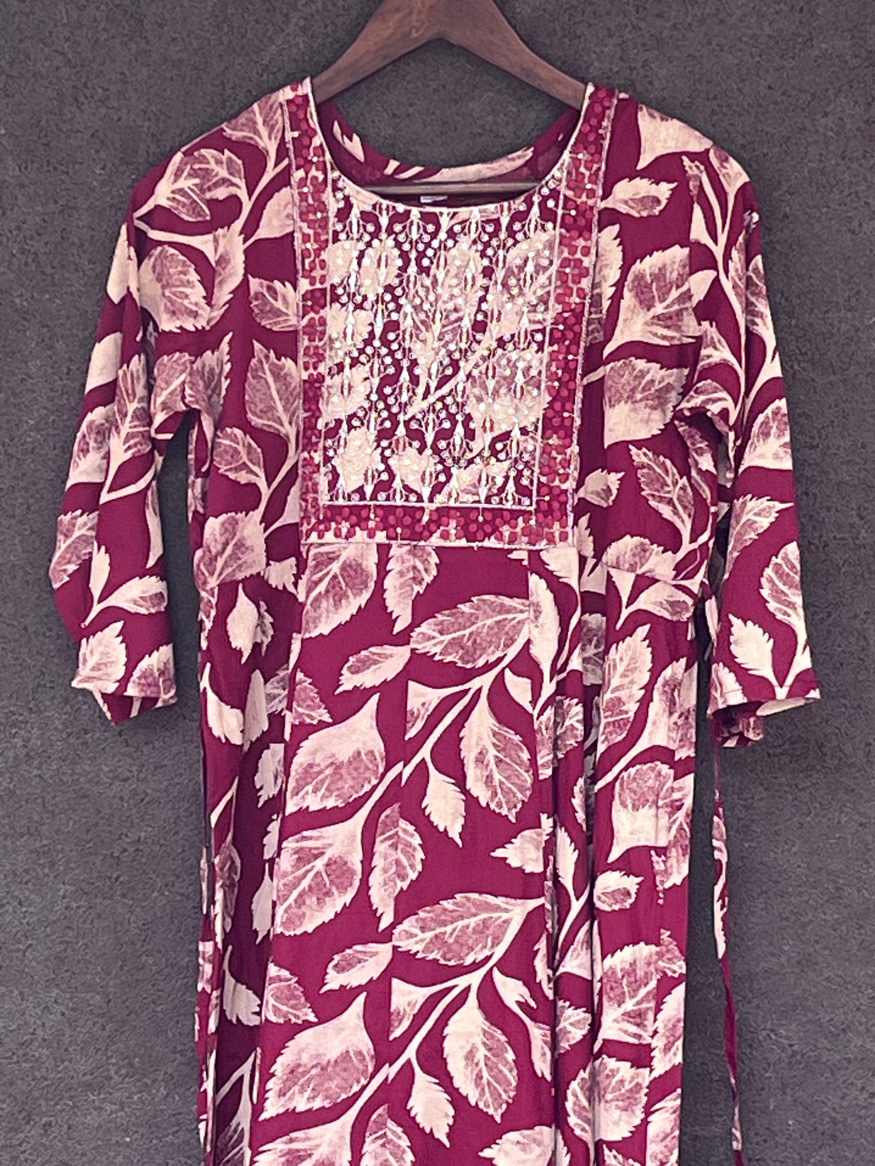 Umbrella cut kurti - Crimson red