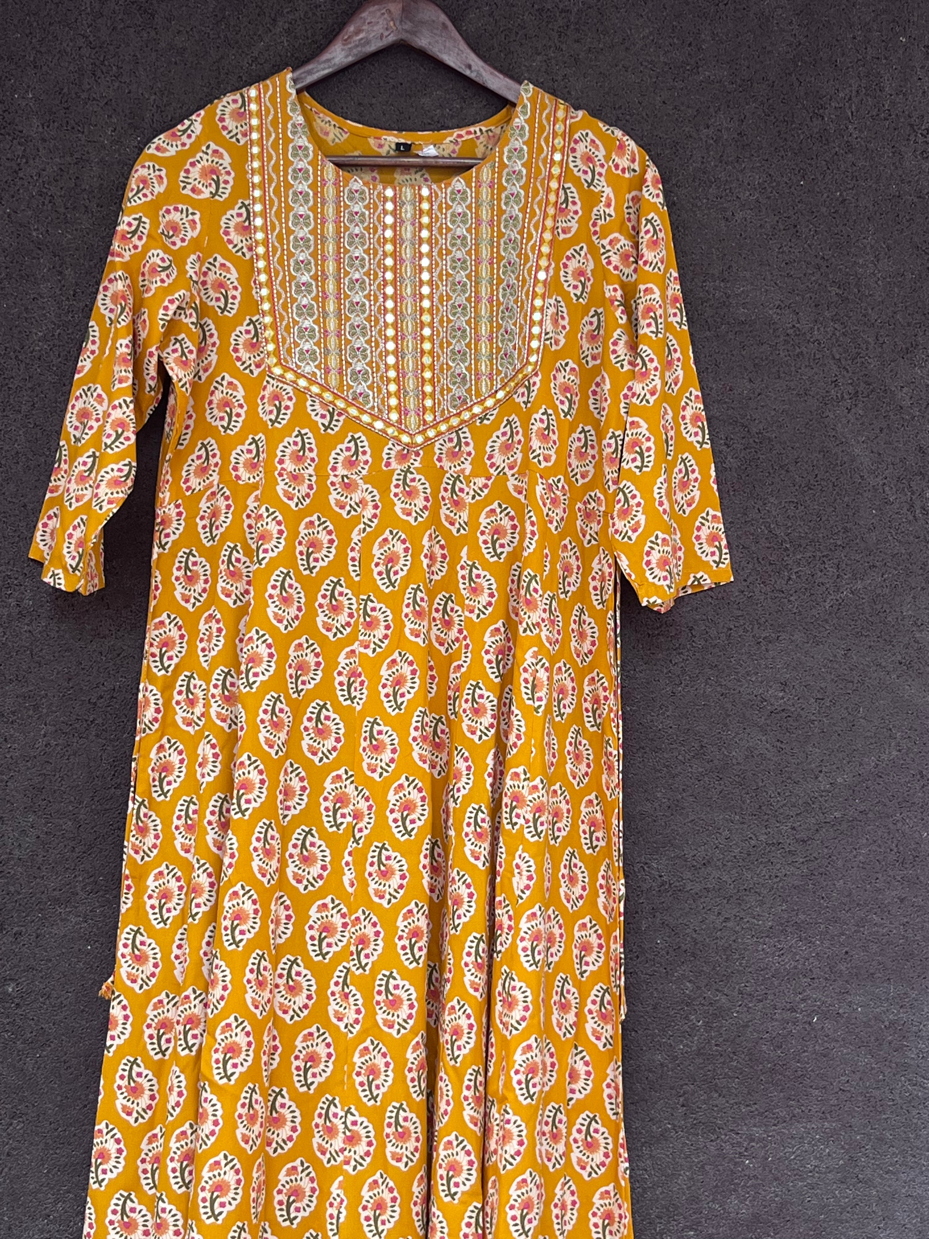 Yellow- umbrella cut kurti