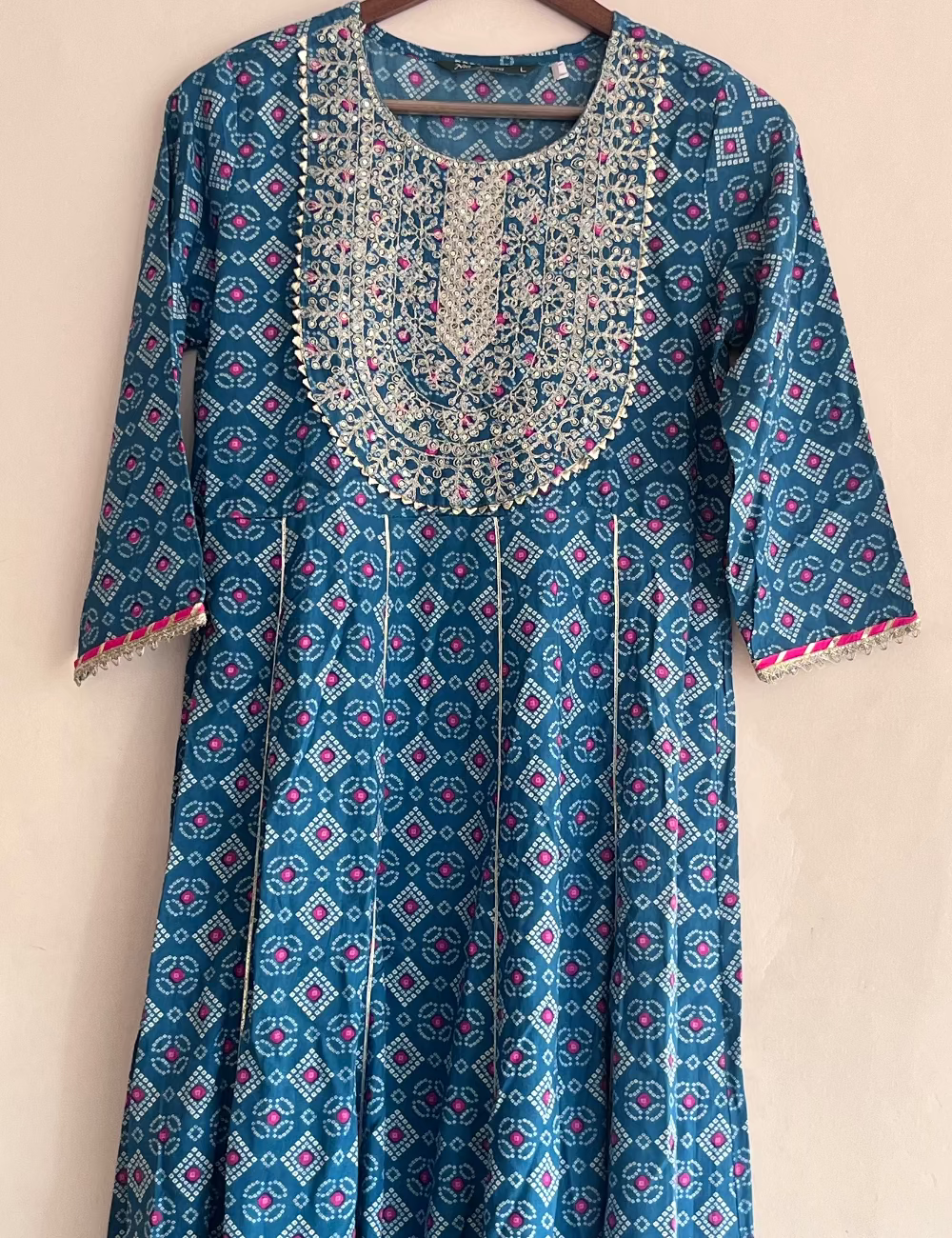 Blue Cotton Umbrella Kurti
